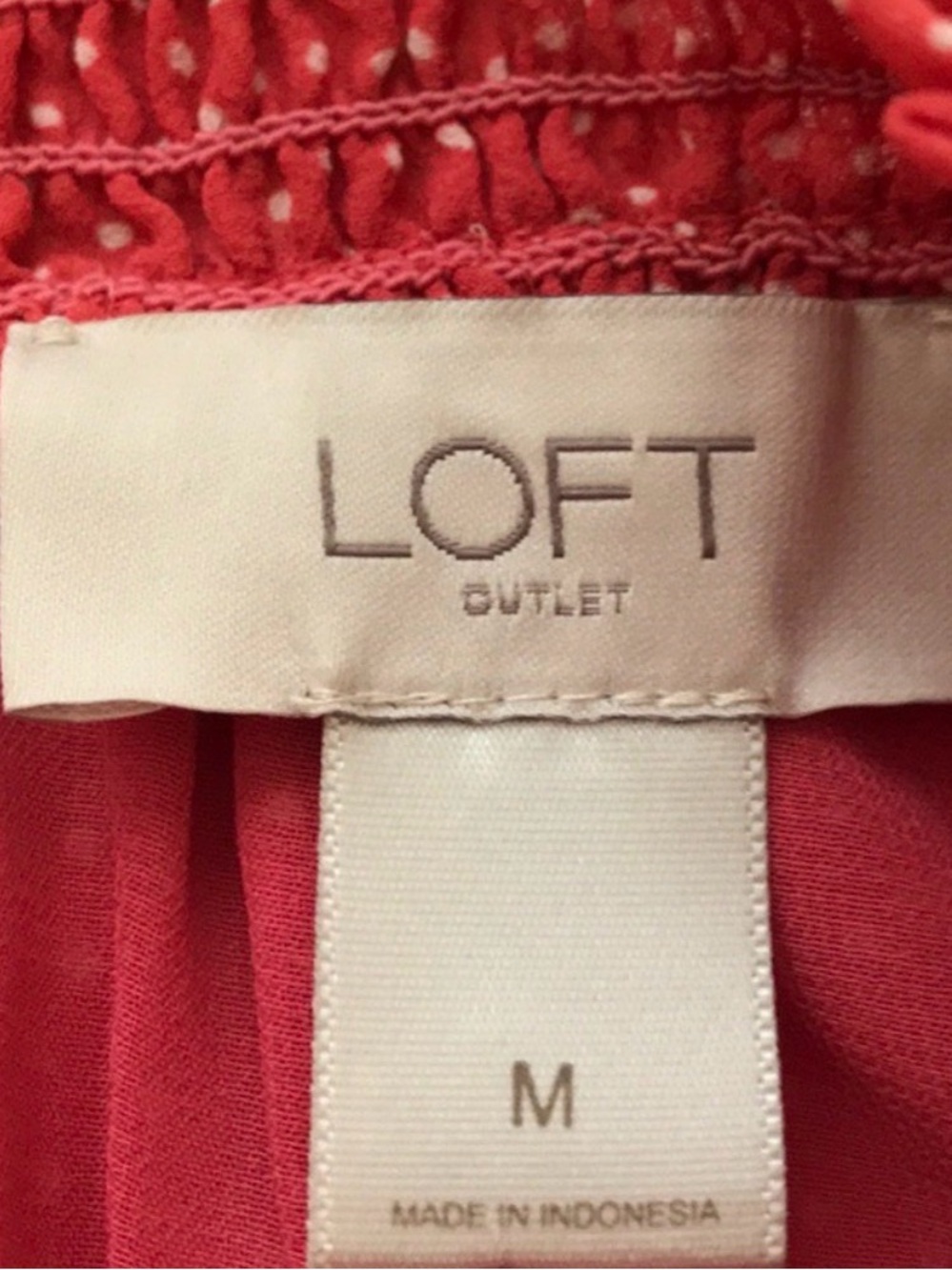 LOFT Outlet Sleeveless Mock Neck Blouse Polka Dot Shell Top Coral Red Medium - Picture 9 of 10